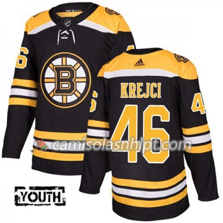 Camisola Boston Bruins David Krejci 46 Adidas 2017-2018 Preto Authentic - Criança